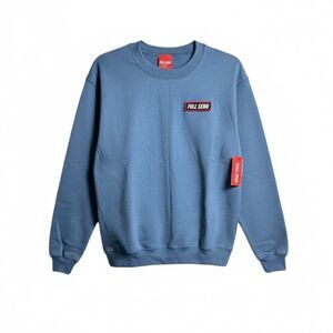 NWT FULL SEND Unisex Blue Crew Neck Sweatshirt Logo Patch on Front - Size Small